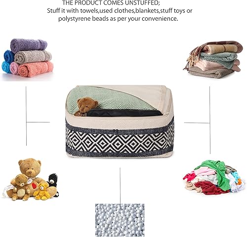 Miniatura 75 de REDEARTH · Puf otomano sin rellenos, con textura, cubo de almacenamiento, puf, reposapiés para sala de estar, dormitorio, guardería, habitación de