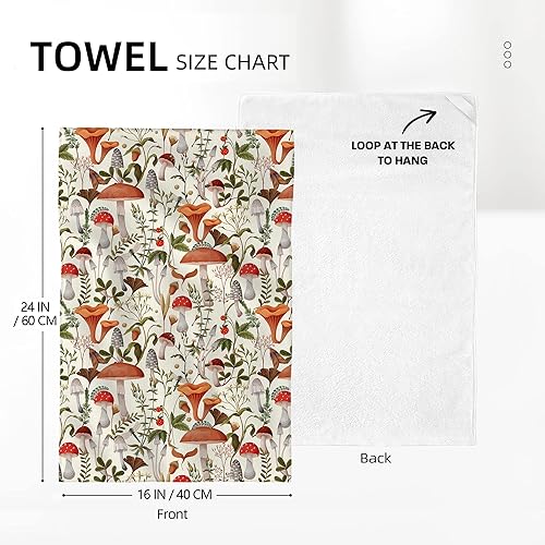 Miniatura 2 de Cukemip Juego de 2 toallas de cocina con diseño de hongos bohemios, de algodón, suave, absorbente, decorativas, para el baño, decoración del hogar,