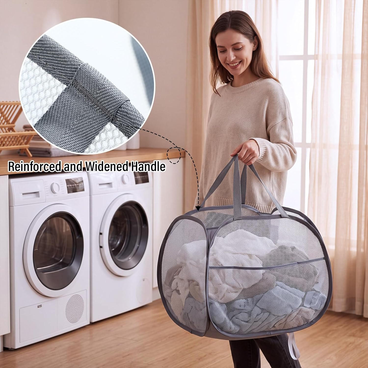 Zopeal 6 Pack 90l Collapsible Laundry Basket Foldable Hamper, Gray
