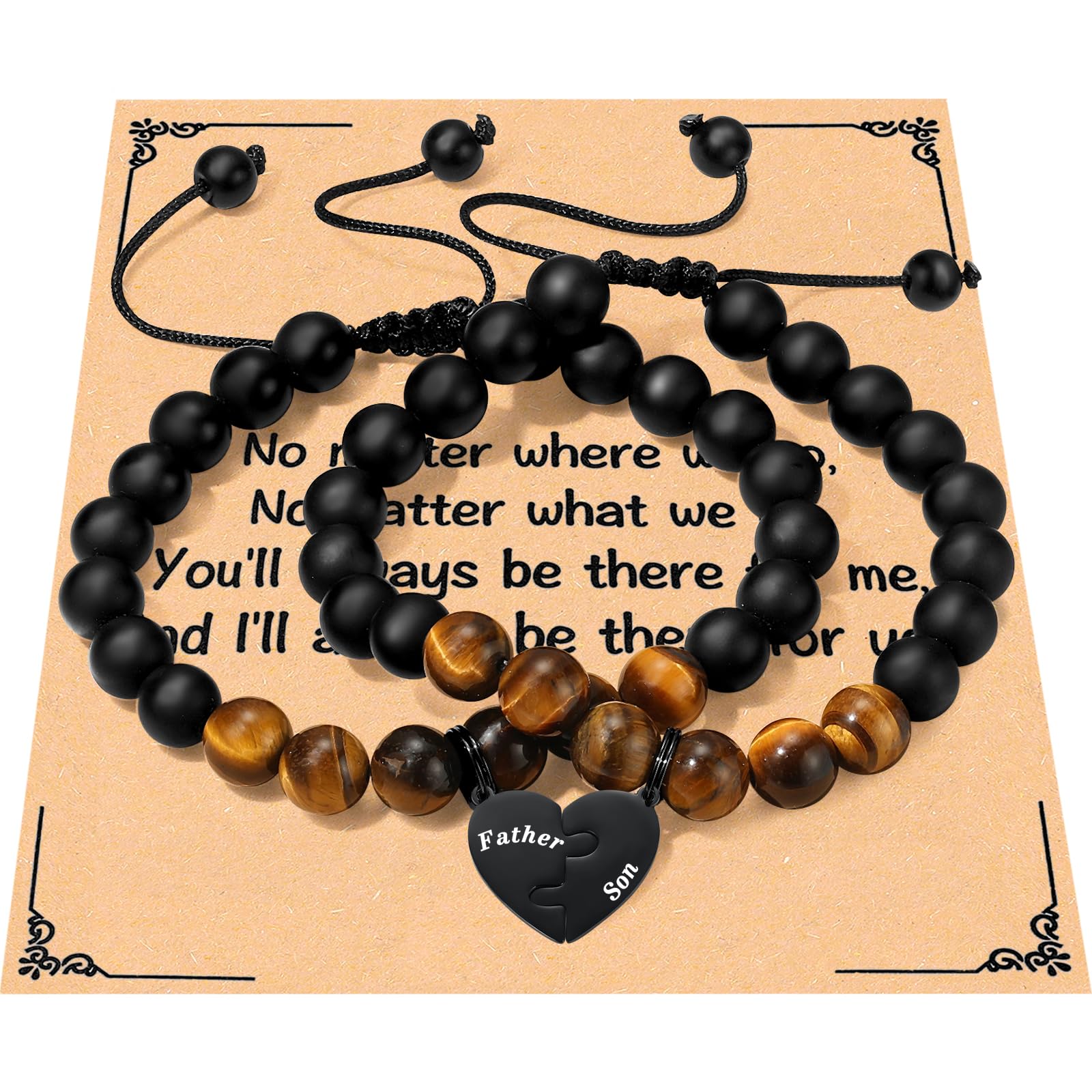 RalukiiaMother and Son Heart Matching Necklace Set for 2 - Son to Mom Mother to Boys Graduation Back to School Birthday Jewelry