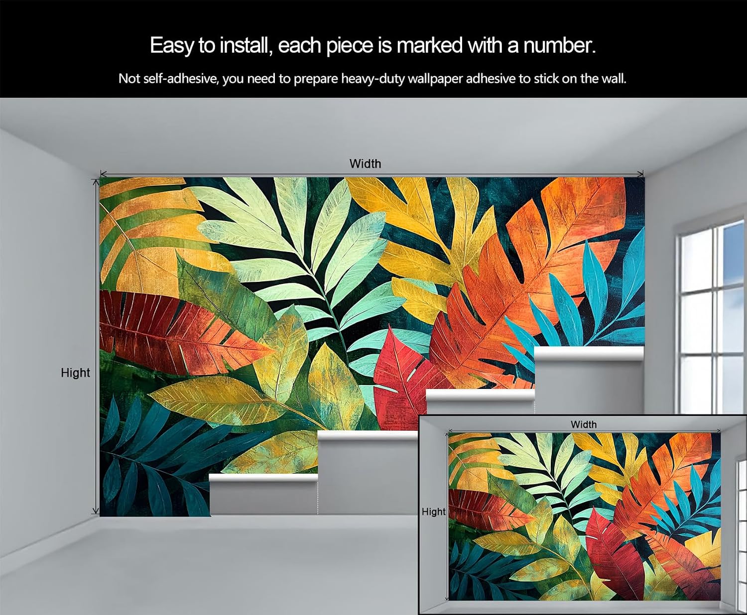 Tropical Leaves Wallpaper Rainforest Plants Murals Watercolor Flowers and Leaf Wall Mural Wallpaper for Bedroom Living Dining Room Kids Room Background Wall Decor