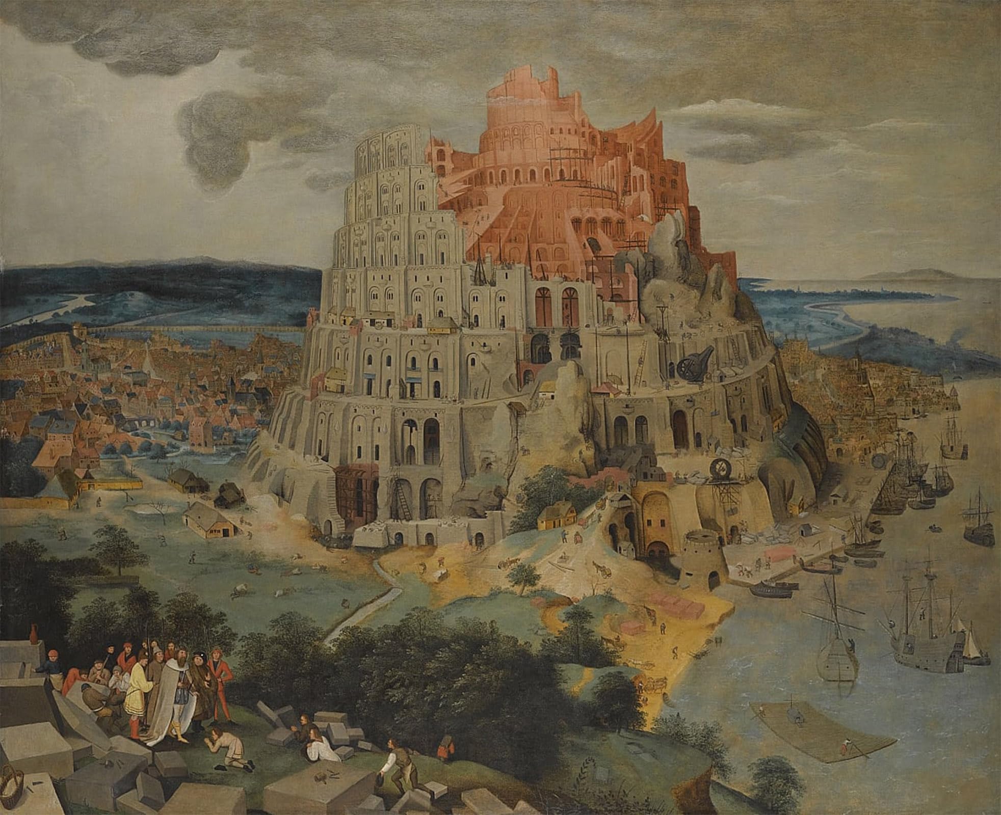 SERENDIPITP Abstract Painting Mural Print Picture Wall Decor Painting the Tower of Babel by Pieter Brueghel the Younger Vintage Wall Artwork for Home Decor 60x90cm