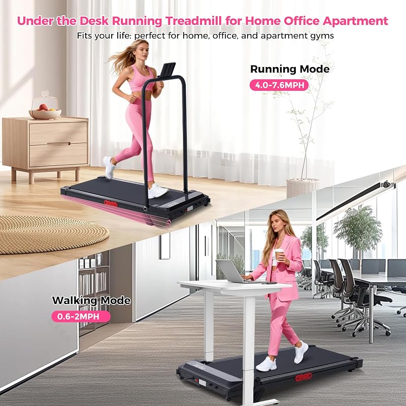 Walking Pad with Incline and Handle Bar, 2026 Upgrade Electric Small Walking Pads Treadmills with Handles, Compact Treadmills for Home Small Spaces, 3.0HP, 0.6-7.6MPH, 350LBS image 7