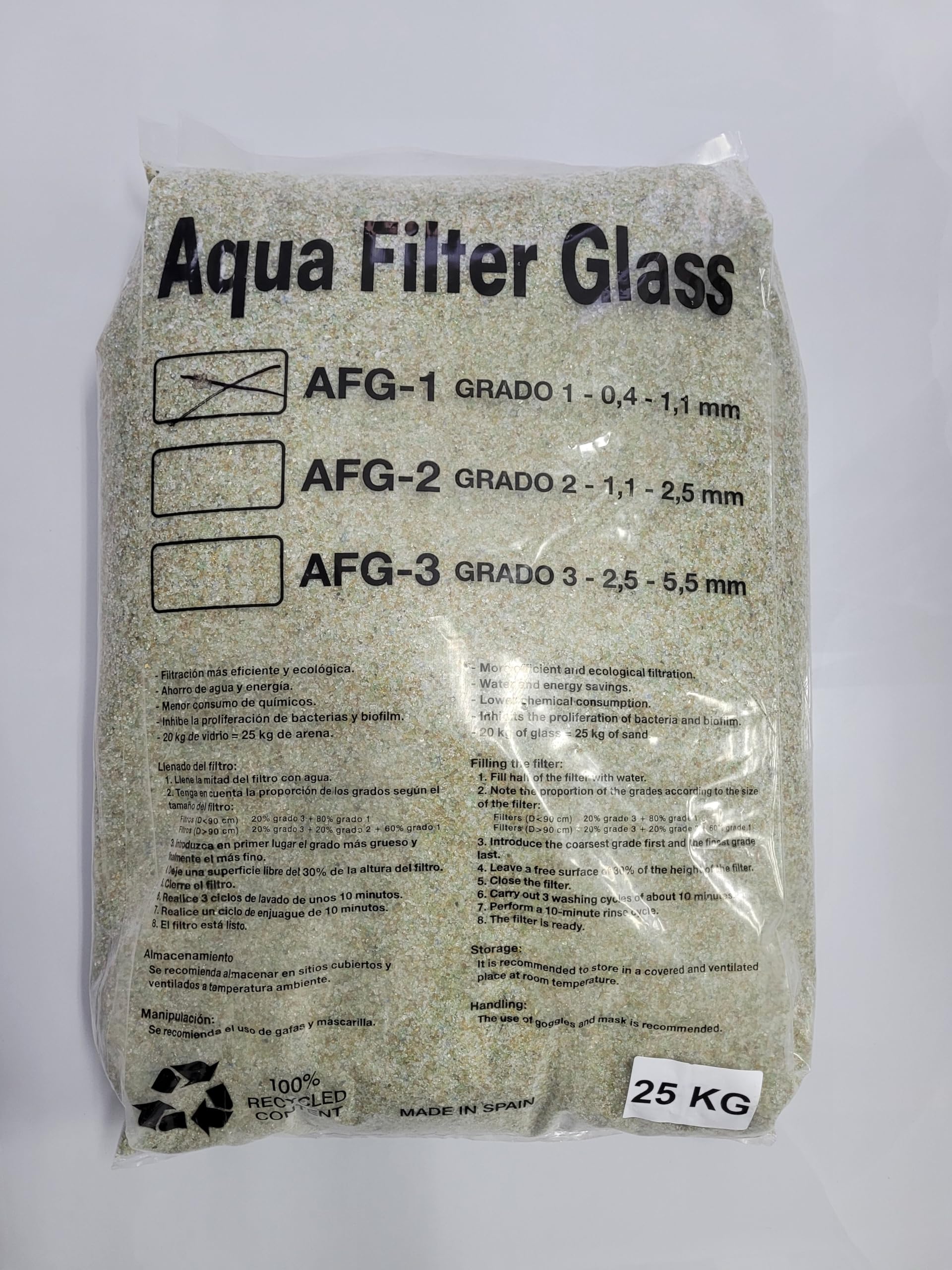 SACO DE CRISTAL PARA FILTROS 25 KG