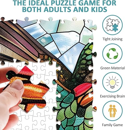 Miniatura 2 de Rompecabezas de colibrí de vidrieras para adultos de 1000 piezas, rompecabezas duros imposibles para adultos, rompecabezas artísticos de 1000 piezas