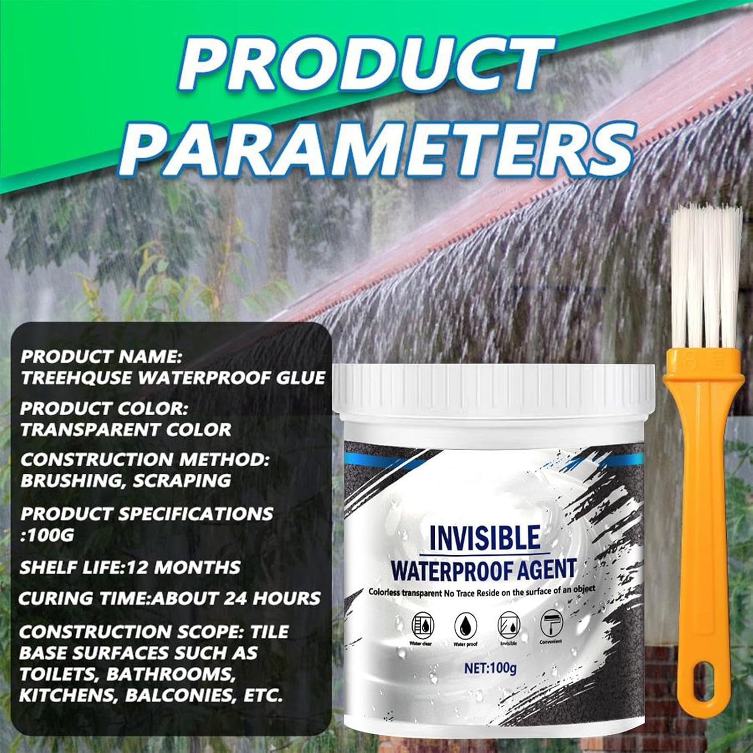 Transparent Waterproof Coating - Clear Sealant Waterproof | Transparent Repairing Leak Adhesive for Driveway Kitchen Walls Terrace Terraces Bathroom Window Basement Shower Roofs