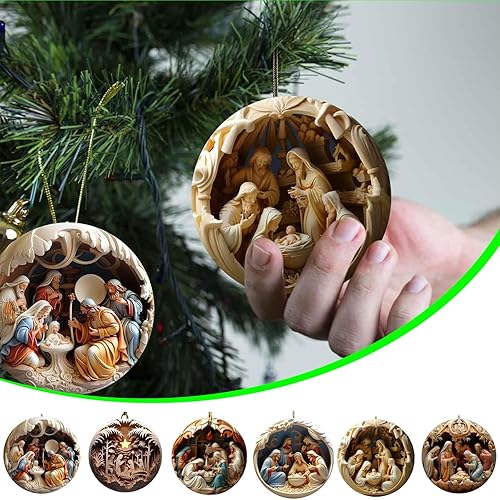 Miniatura 4 de Adornos de escena de natividad, 6 adornos colgantes de Navidad, adornos para árbol de Navidad, decoración colgante de Navidad para árboles de