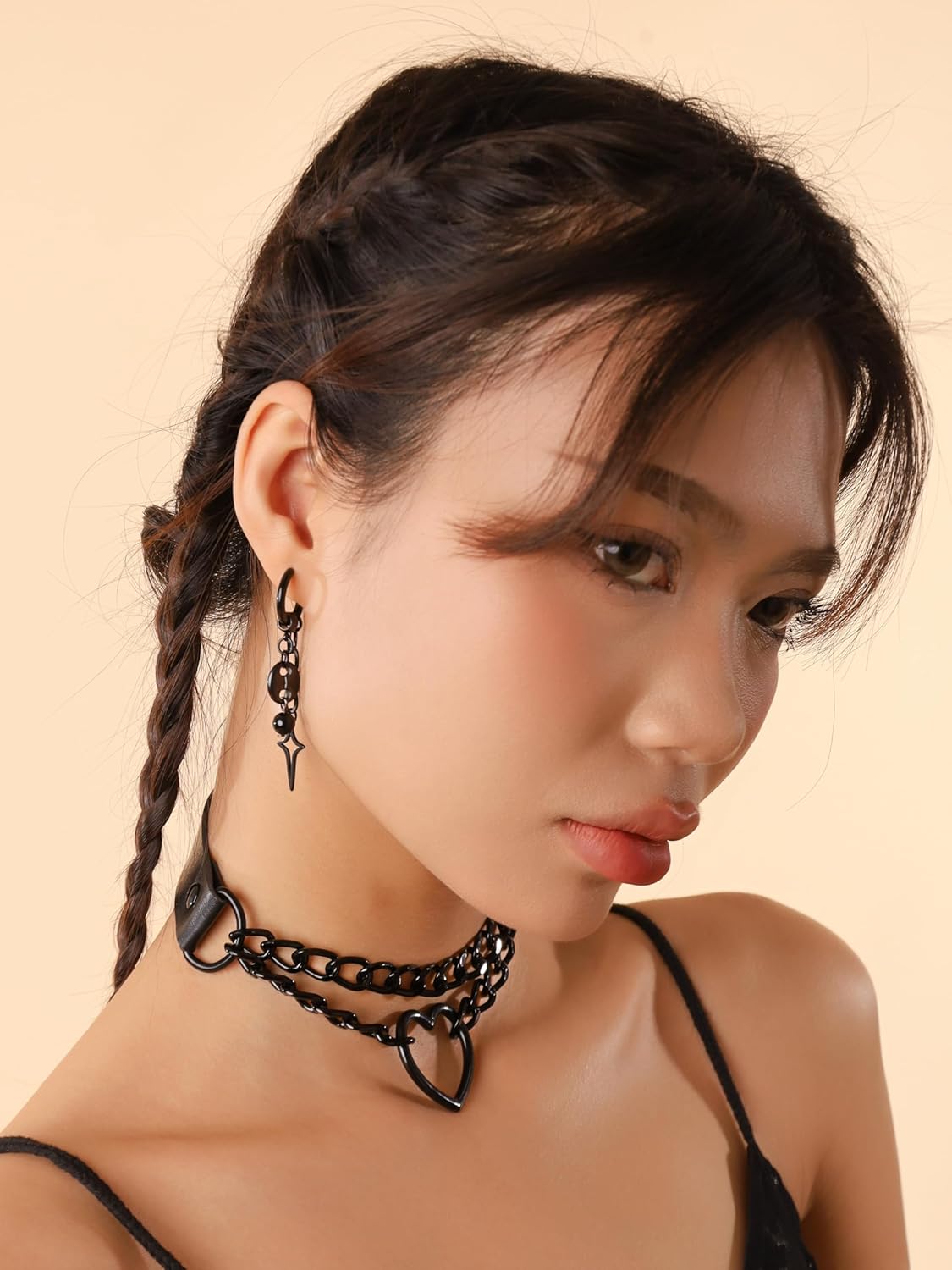 Sacina Teardrop Spike Star Hoop Earrings, Gothic Grunge Emo Punk Y2k Earrings, Goth Jewelry, Christmas Jewelry Gift for Women - Image 3