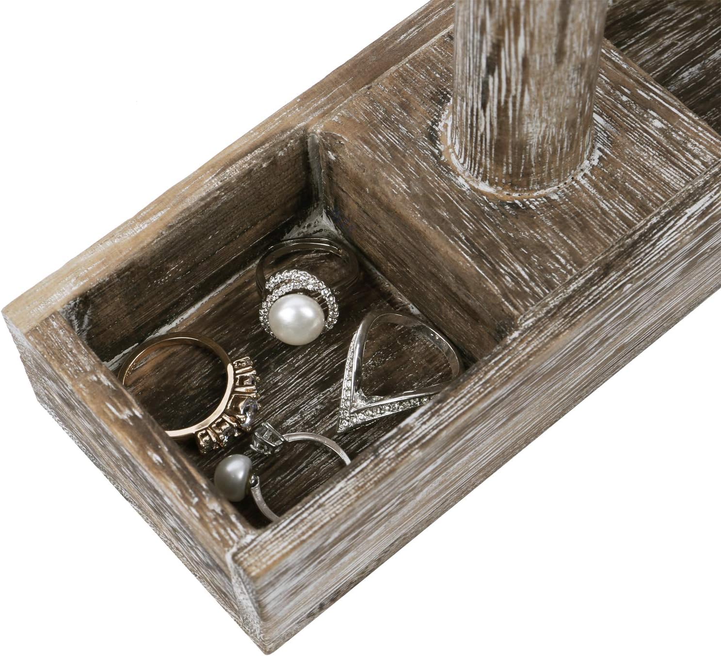 MOOCA 2Pcs Set Bracelet Bangle Holder, Table Top Necklace Wooden Jewelry Display Stand Storage Tray for Home Organization, 11 3/4" W x 2 3/4" D x 9 3/4" H, Coffee