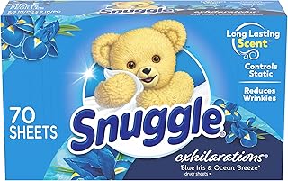 Snuggle Exhilarations Fabric Softener Dryer Sheets, Blue Iris & Ocean Breeze, 70 Count