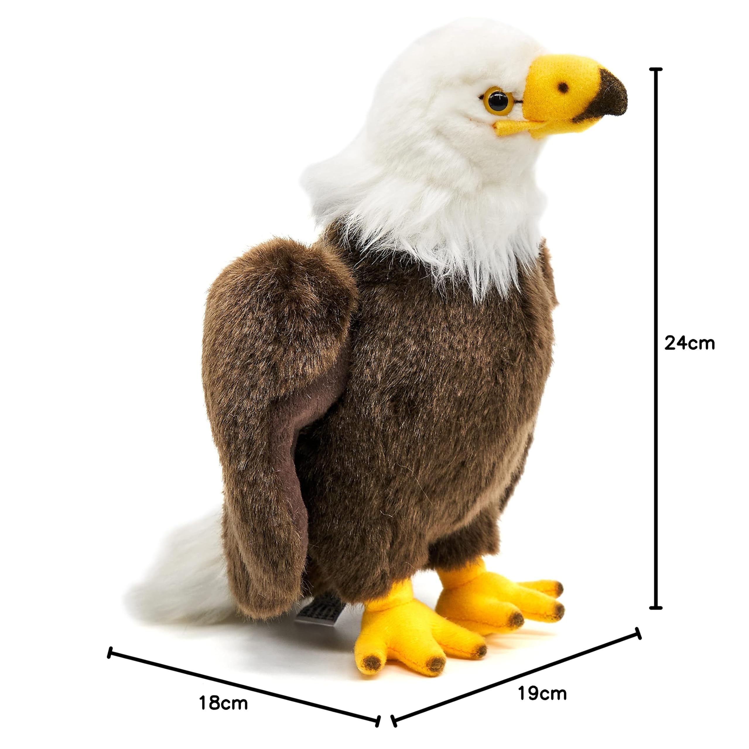 Uni-Toys - Aquila calva – 24 cm (altezza) – aquila di peluche, uccello – peluche