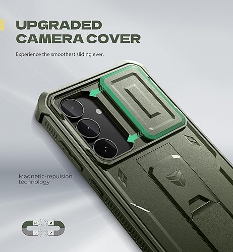 Vista 117 de Dexnor Funda para Samsung Galaxy S24 Plus con cubierta deslizante integrada para cámara, protector de pantalla y soporte, a prueba de golpes, funda