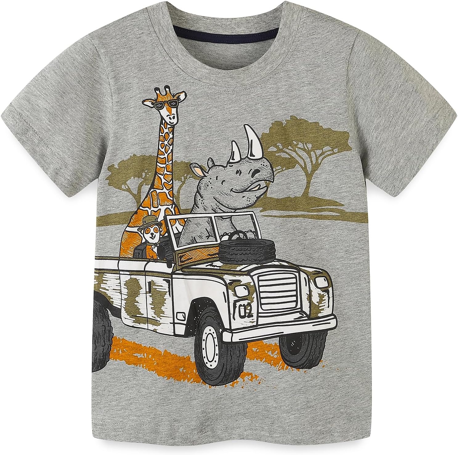 Boys T-Shirts Kids Short/Long Sleeve Shirts Toddler Animal Dinosaur Striped Monster Truck Fire Truck Tee.