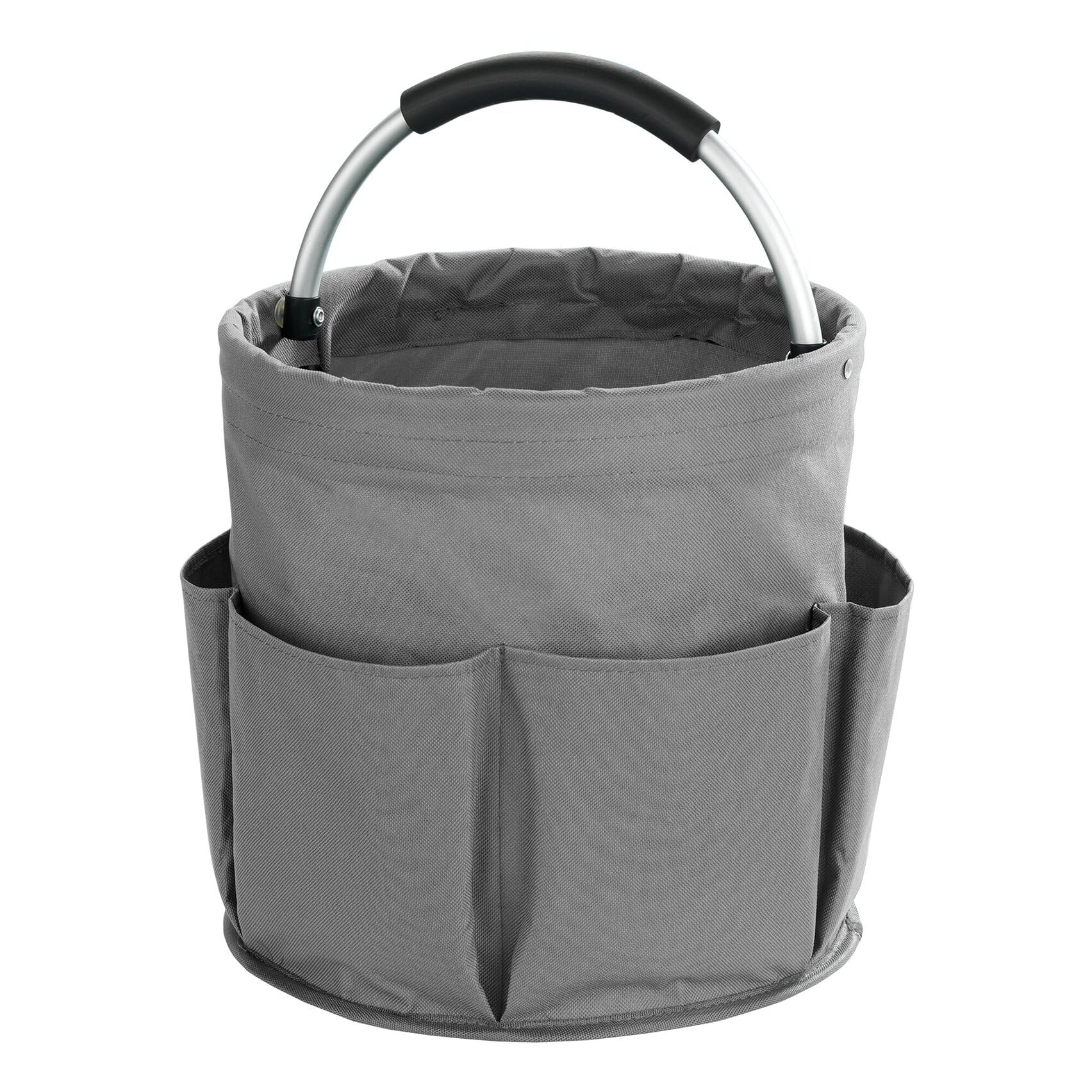 WENKO Organizer universale per la pulizia della casa e del giardino con 6 scomparti per elettrodomestici, attrezzi, utensili per la pulizia, Ø 28 x 26,5 cm, antracite