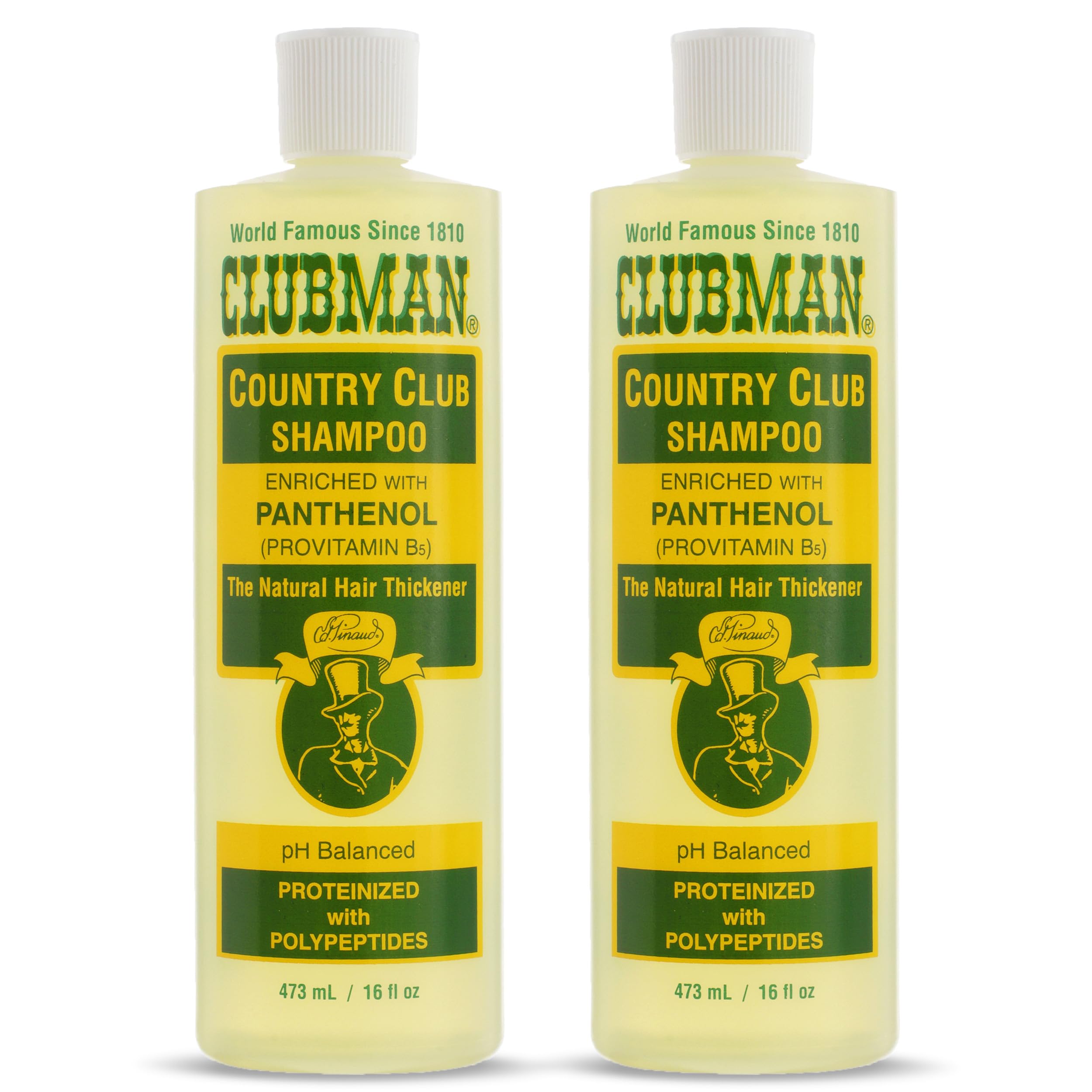 Country Club Shampoo – pH Balanced, Enriched with Panthenol for Thicker Hair, Natural Hair Thickener for Men, 16 oz Pack of 2