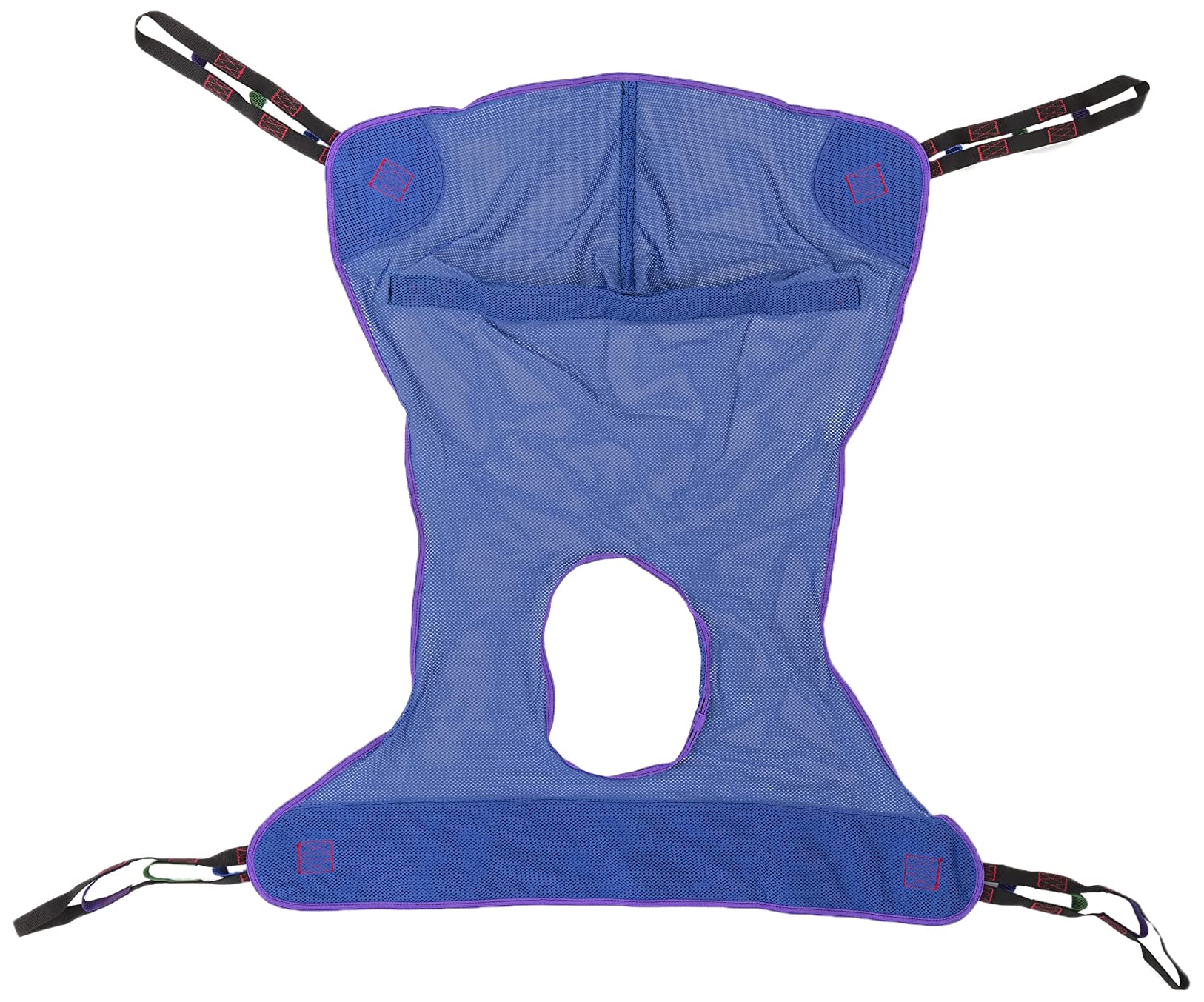 Invacare R114 - Eslinga de cuerpo completo con apertura de inodoro para levantamiento de pacientes, tamaño mediano, poliéster, morado/azul