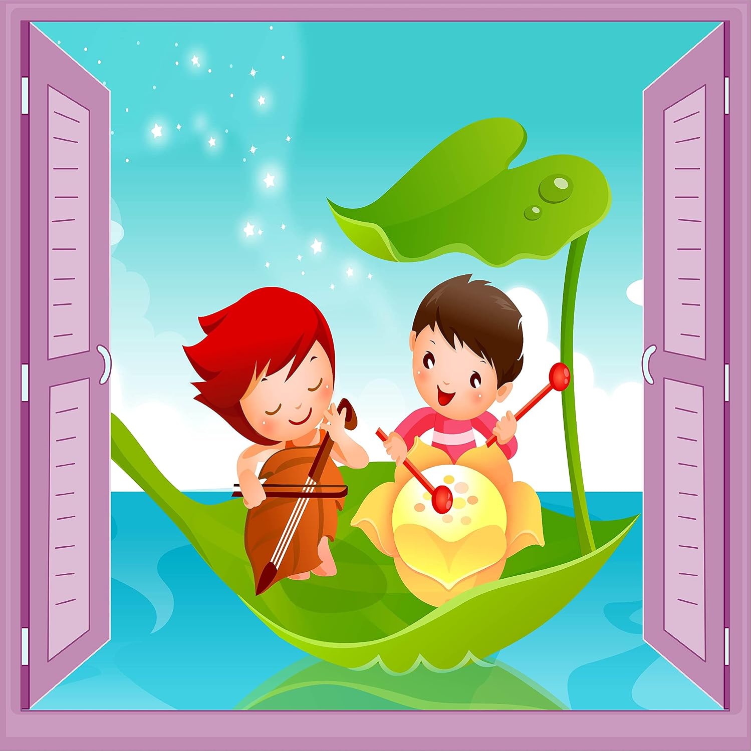 Çocuk Odası Bebek Odası Pencere Poster Duvar Kağıdı Yaprak