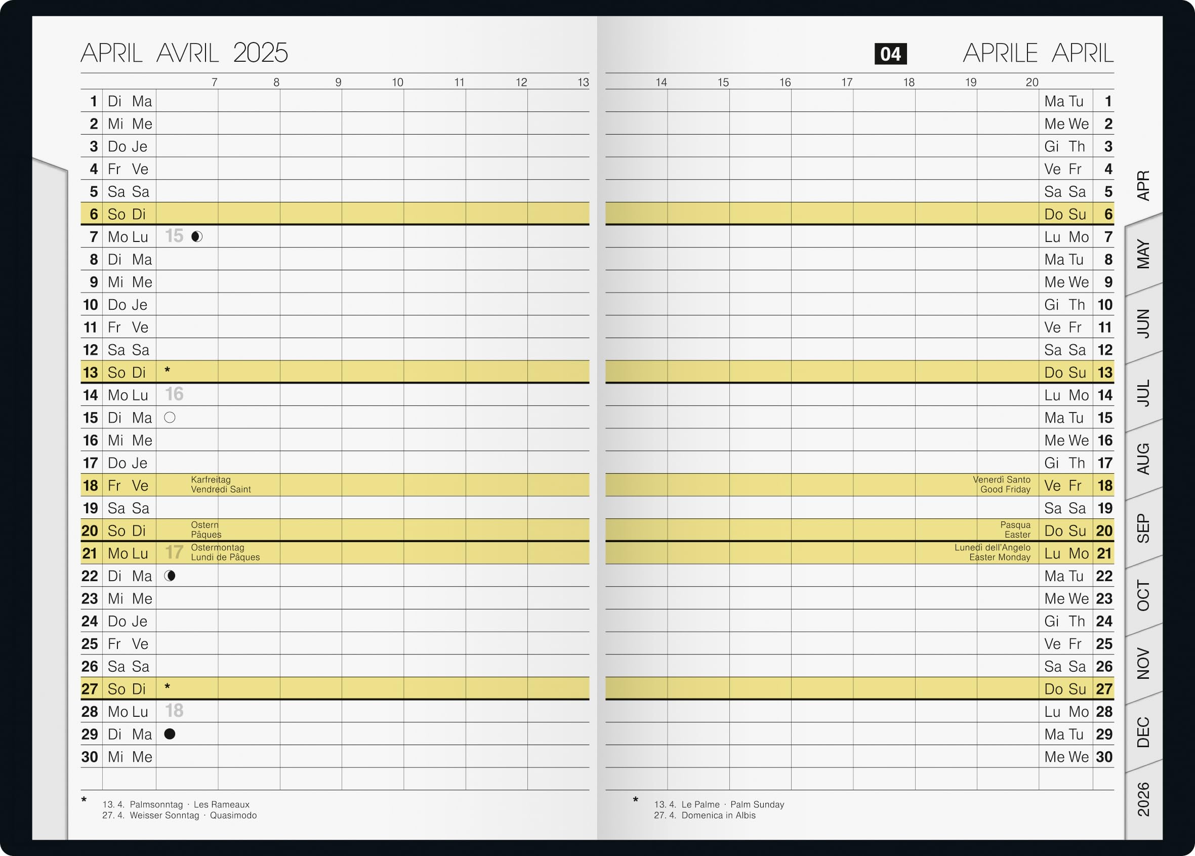rido/idé Pocket Diary Model Plain Planner (2025), 2 Pages = 1 Month, A6, 32 Pages, Plastic Cover, Black - Image 2