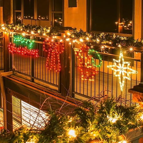 Miniatura 8 de Paquete de 4 luces de bastón de caramelo iluminado, corona, medias, árbol de Navidad, silueta de ventana, decoración de ventana para Navidad,