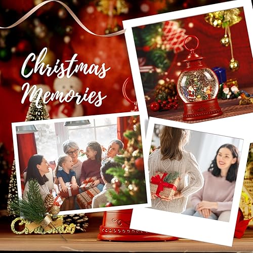Miniatura 5 de Globo de nieve de Papá Noel iluminado, decoraciones navideñas musicales de globo de nieve con purpurina giratoria, regalos y decoraciones de fiesta