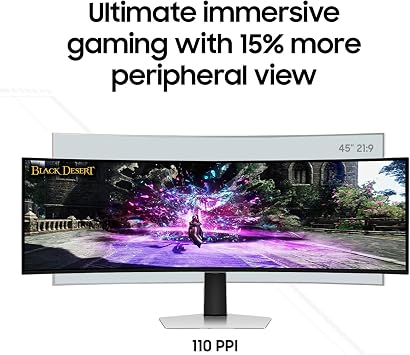 Samsung 49 Odyssey G93SC Series Curved Gaming Monitor, QD-OLED, 240Hz, 0.03ms, DQHD, G-Sync Compatible, FreeSync Premium Pro, Adjustable Stand