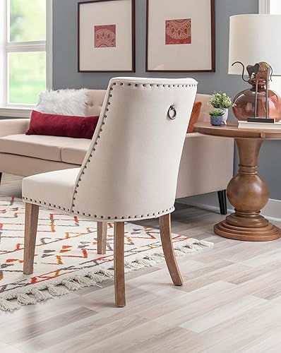 Vista 4 de Powell Company Parnell - Juego de 2 sillas de comedor tapizadas naturales