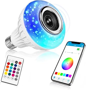 E26 RGB Smart LED Bulb with Bluetooth Speaker, App & Remote