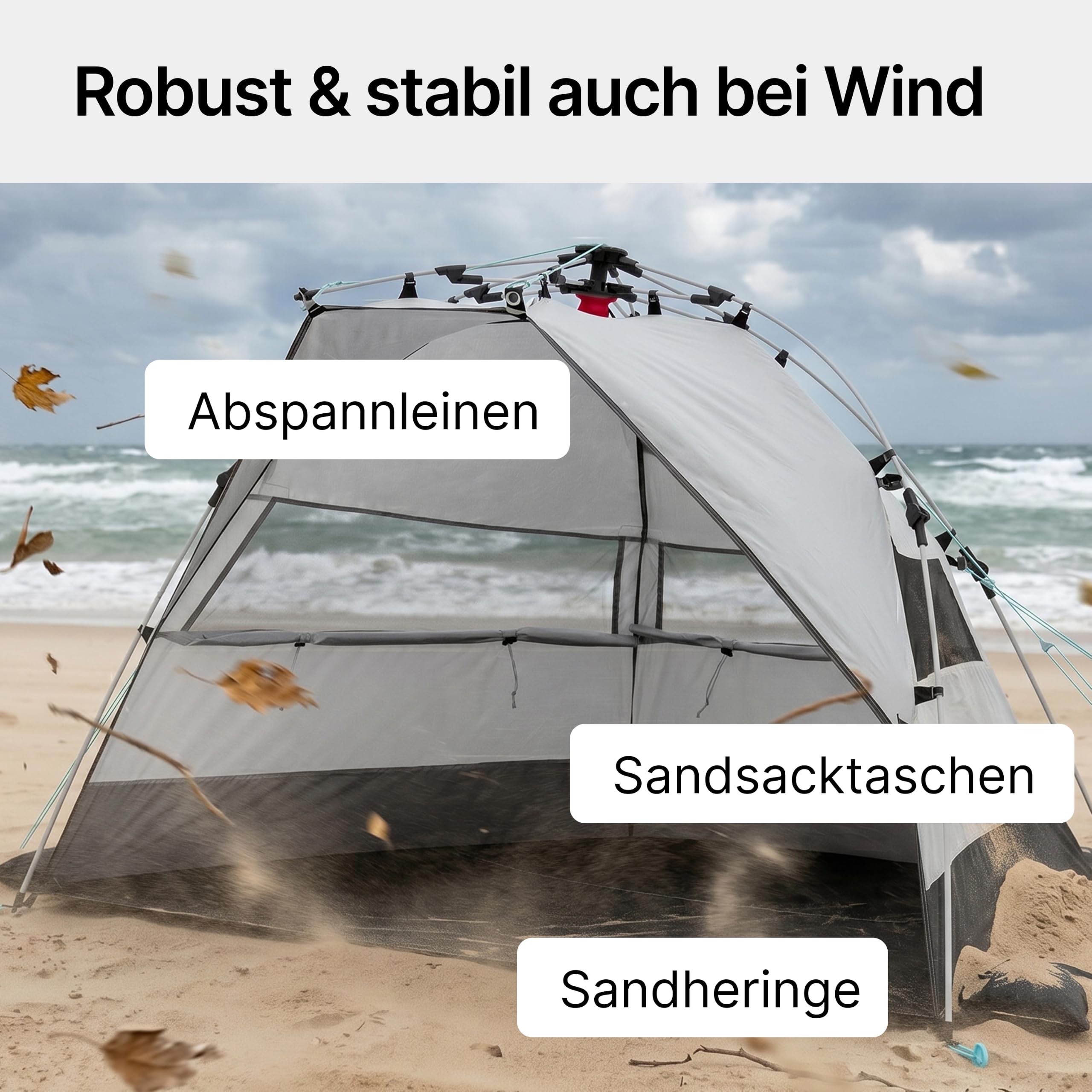 qeedo Quick Bay Strandmuschel UV-Schutz 80+ 360° Panorama View leichtes Strandzelt Quick-Up-System 2 Personen