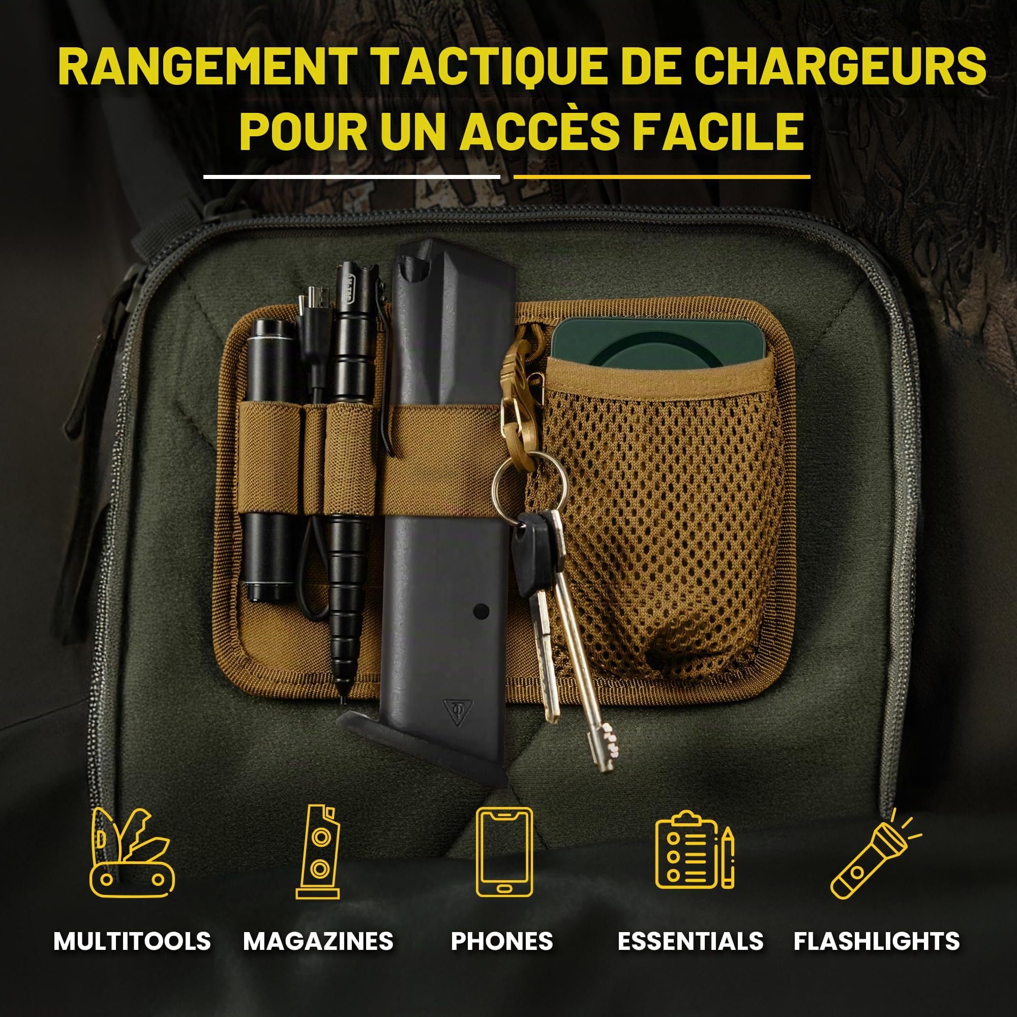 M-Tac Organiseur modulaire pour sac tactique, pochette d'administration, fermeture à crochet – porte-clés