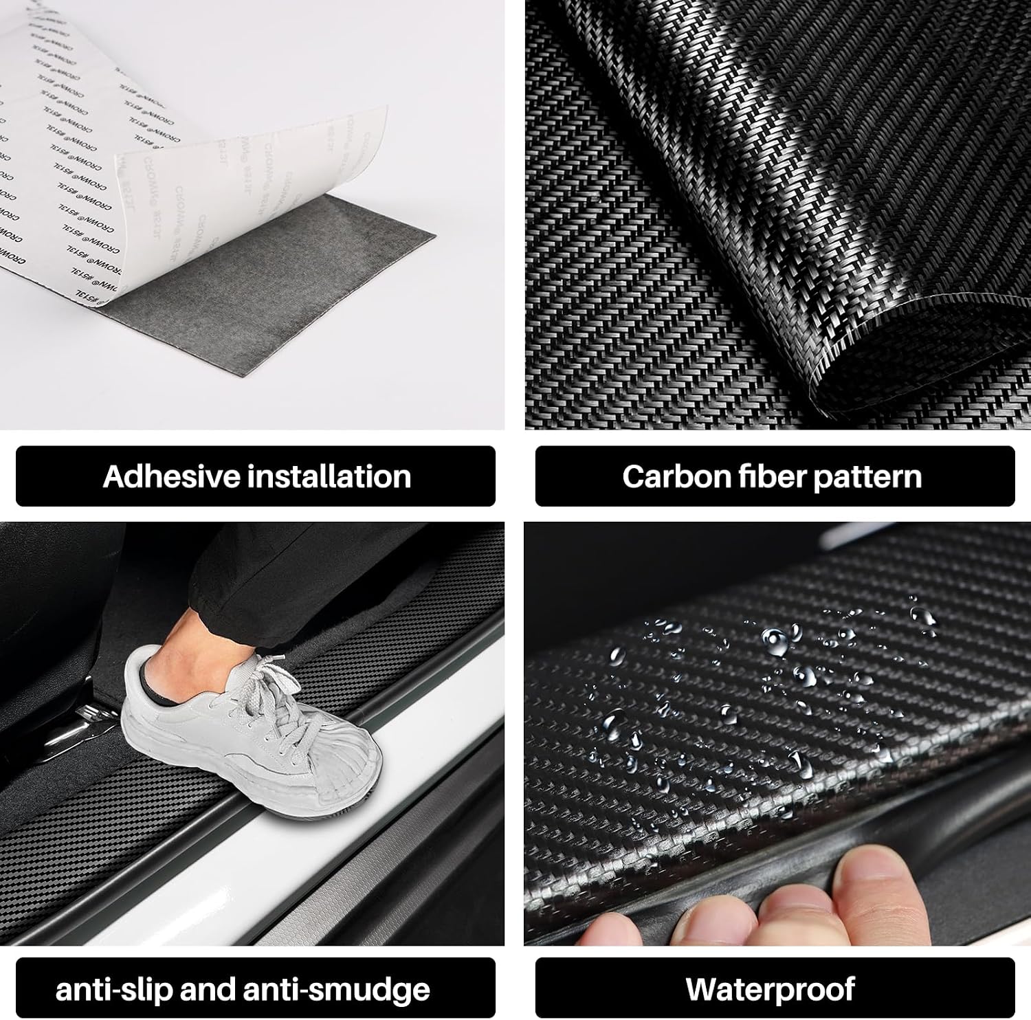 KUNGKIC for 2023 2024 2025 Subaru WRX VB S4 STI PU Car Door Edge Guard Door Sill Protector Stickers Film Anti-Collision Scuff Plate Cover All Weather Interior Accessories (Carbon Fiber Pattern)