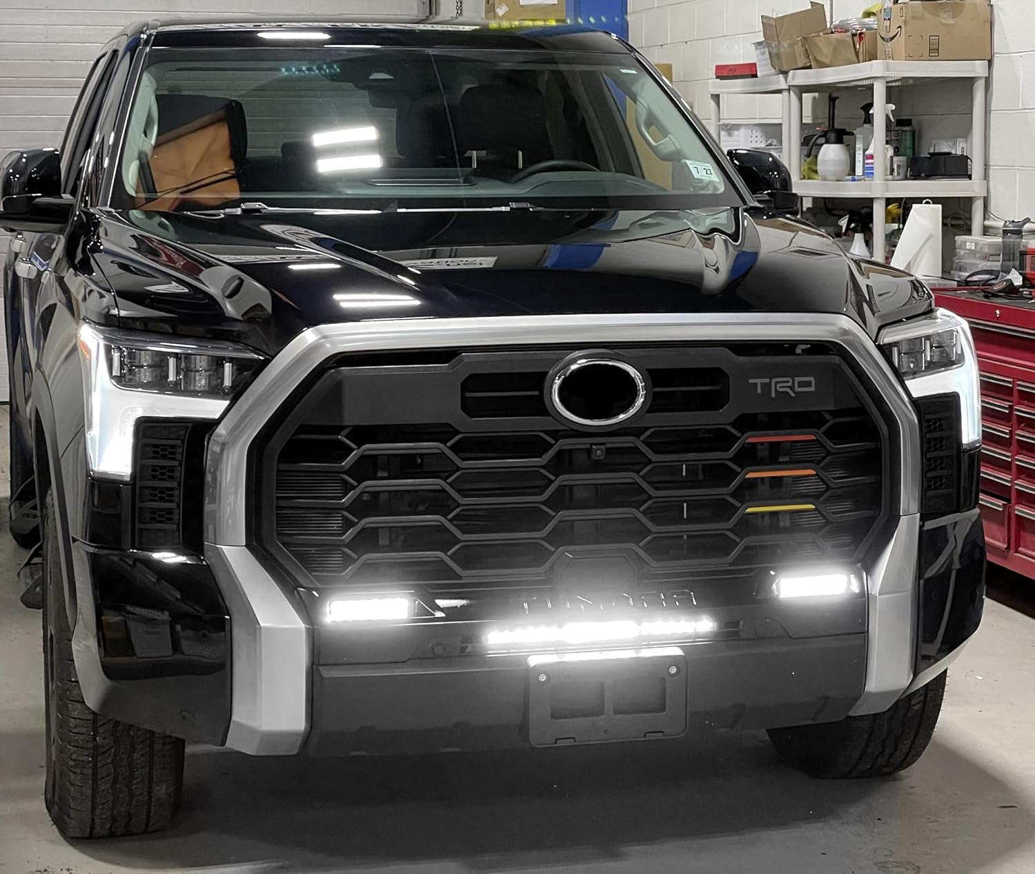 iJDMTOY Lower Grille Mount 20-Inch LED Light Bar Compatible with 2022-up Toyota Tundra, Includes 100W Single Row LED Lightbar, Lower Bumper Opening Mounting Brackets & On/Off Switch Wiring Kit