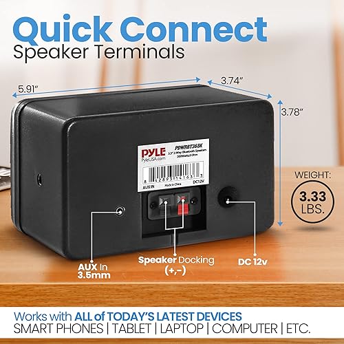 Vista 47 de PyleUsa Par de altavoces Bluetooth para interiores y exteriores, 200 W, doble impermeable, 3.5 pulgadas, sistema de rango completo de 2 vías con Rojo