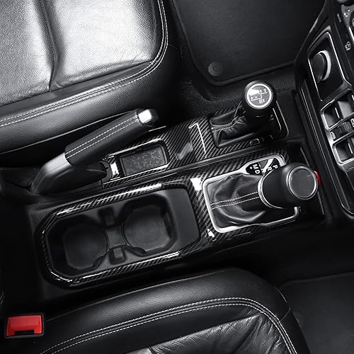 Vista 5 de JeCar Cubierta de panel para palanca de cambios de palanca de cambios de consola central para Jeep Wrangler JL JLU Gladiator JT 2018-2025+ Textura