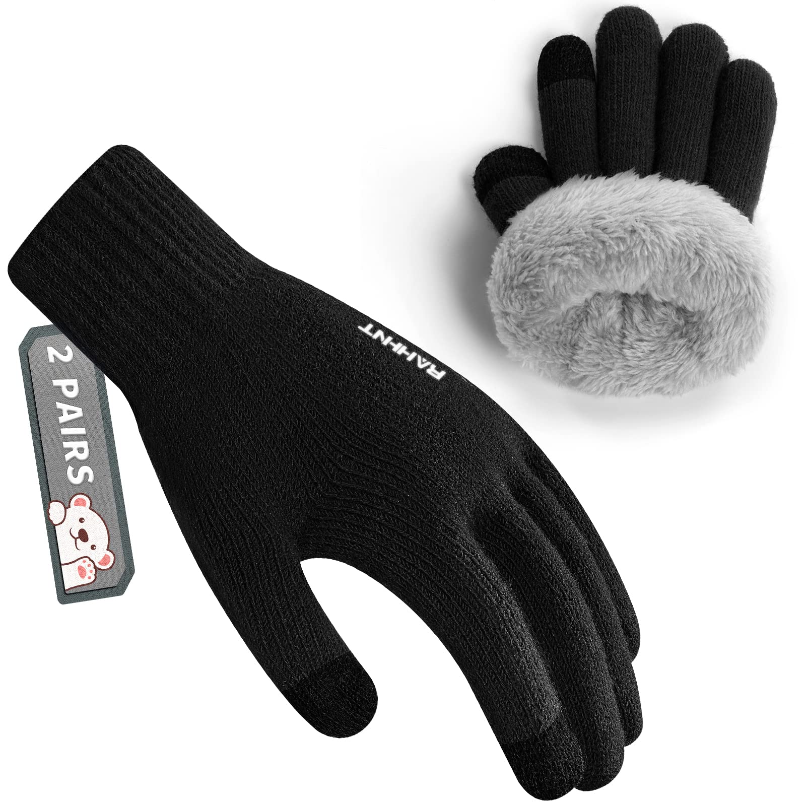 Rahhint Kids Winter Gloves for Boys Girls Children Toddler Thermal Wool Knit Gloves with Insulated Fleece Lining Warm Gift