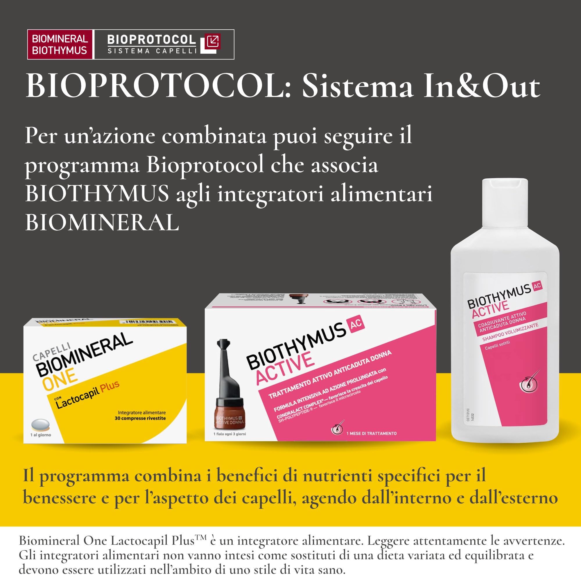 Biomineral One Capelli Più Forti, Valuminosi e Spessi, 60 Compresse, Integratore per Capelli a Base di Lactocapil Plus con Biotina, Vitamina D, Acido Linoleico e Taurina, 2 Confezioni da 30 Compresse