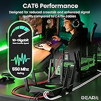 Vista 4 de GEARit Cable Ethernet Cat 6 (paquete de 10 unidades de 6 pies), parche de red Cat6, 10 Gbps, RJ45, cable sin enganches, conectores chapados en oro
