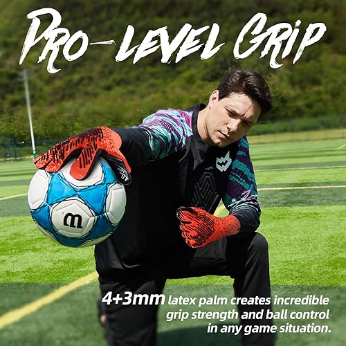 Miniatura 10 de Guantes de portero de fútbol para jóvenes y adultos, guantes de portero de alto rendimiento, guantes de fútbol transpirables, 0.04 + 0.118 pulgadas