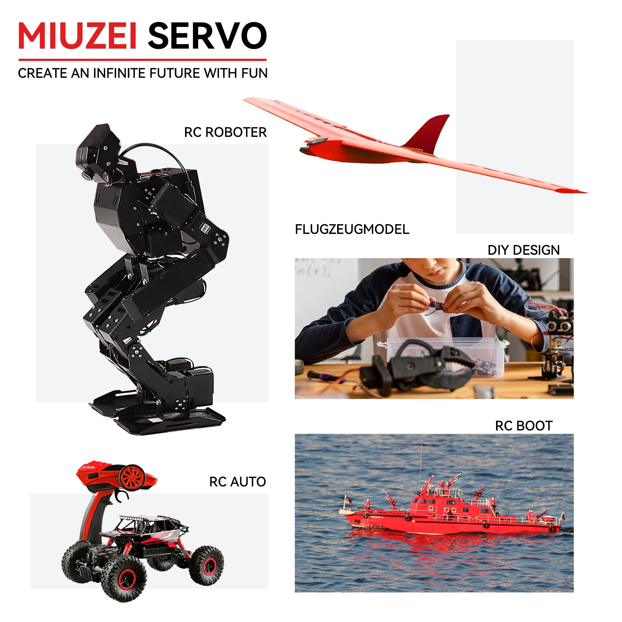 Miuzei 70KG 180° Programmierbares Hochdrehmoment-Servo – IP67 Wasserdicht, CNC-Metallgetriebe, 25T Horn – Für 1/10 1/8 RC-Autos, Boote & Roboter
