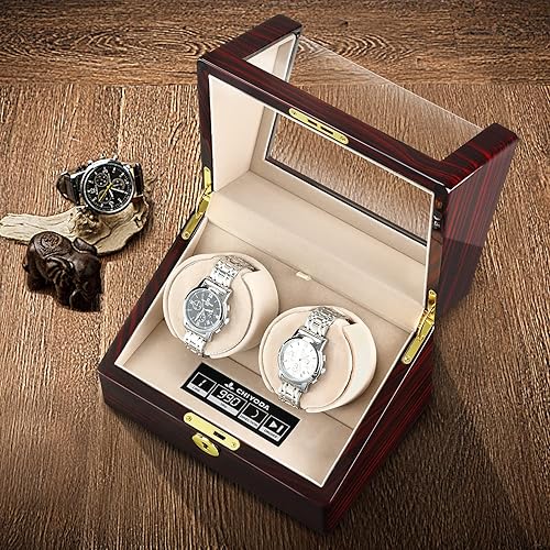 Miniatura 3 de CHIYODA Reloj Winder para hombre y mujer reloj automático con 2 motores Mabuchi, pantalla táctil LCD (actualización de acabado de piano), Mejora de