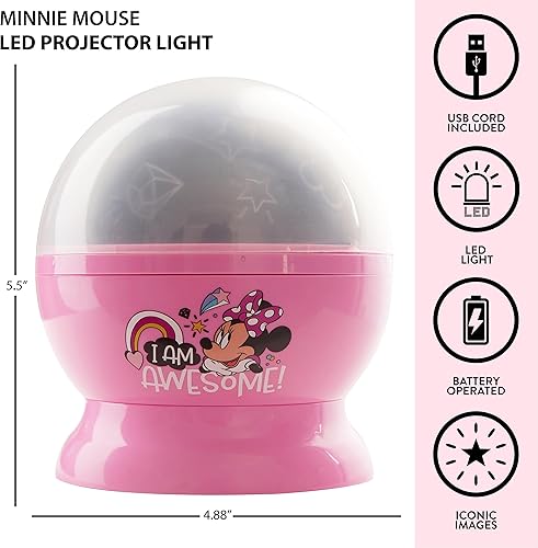 Miniatura 2 de Idea Nuova Disney Minnie Mouse - Lámpara de proyección LED giratoria para niños y luz nocturna