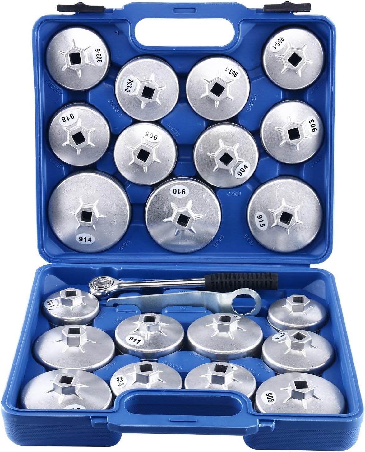 8MILELAKE 23PC Oil Filter Removal Cap Wrench Garage Socket Set Automotive Removal Garage Tool