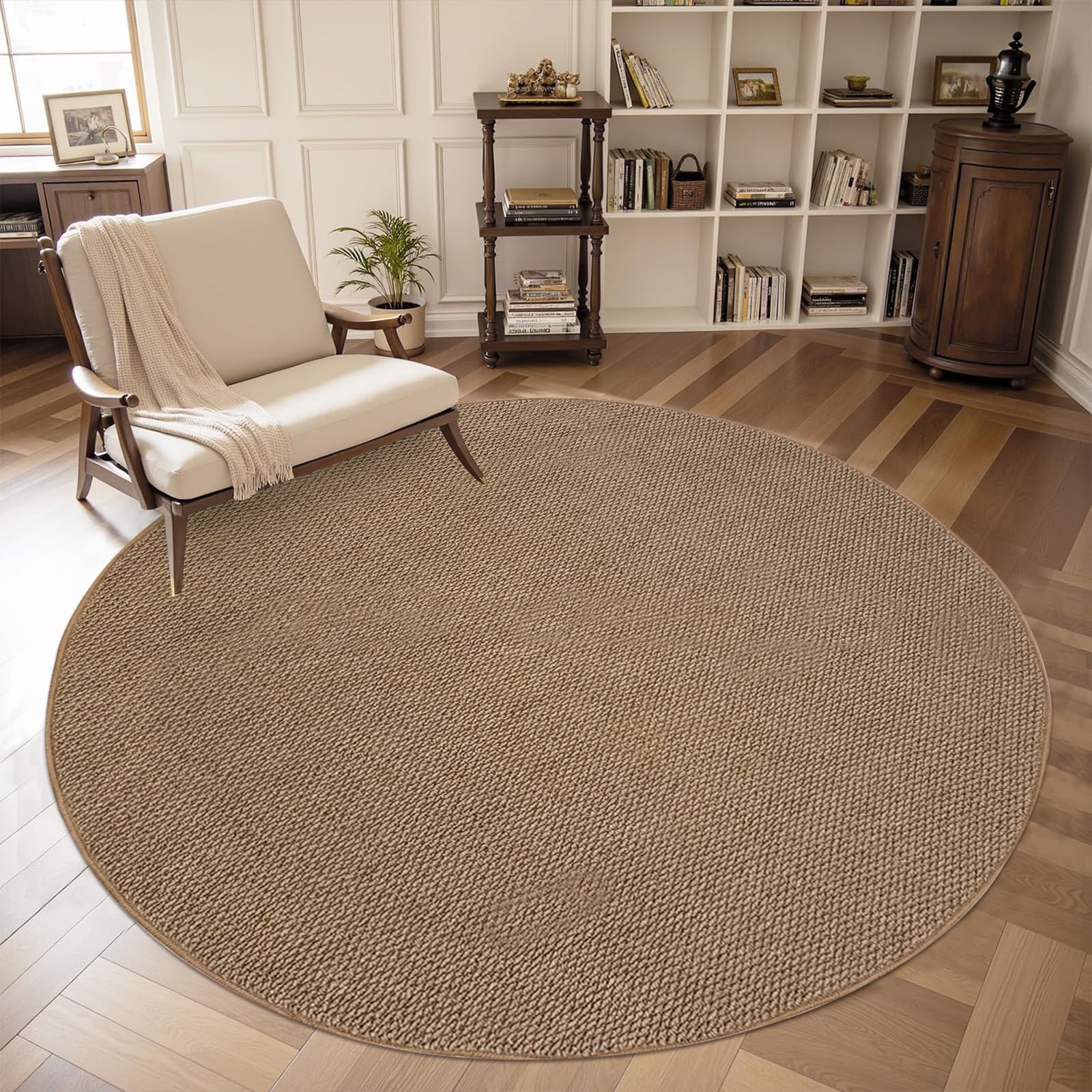 USTIDE Large Round Sisal Rug Rustic Natural Non-Slip Floor Mat Chunky Textured Jute Carpet Washable Rug,160cm — image 1