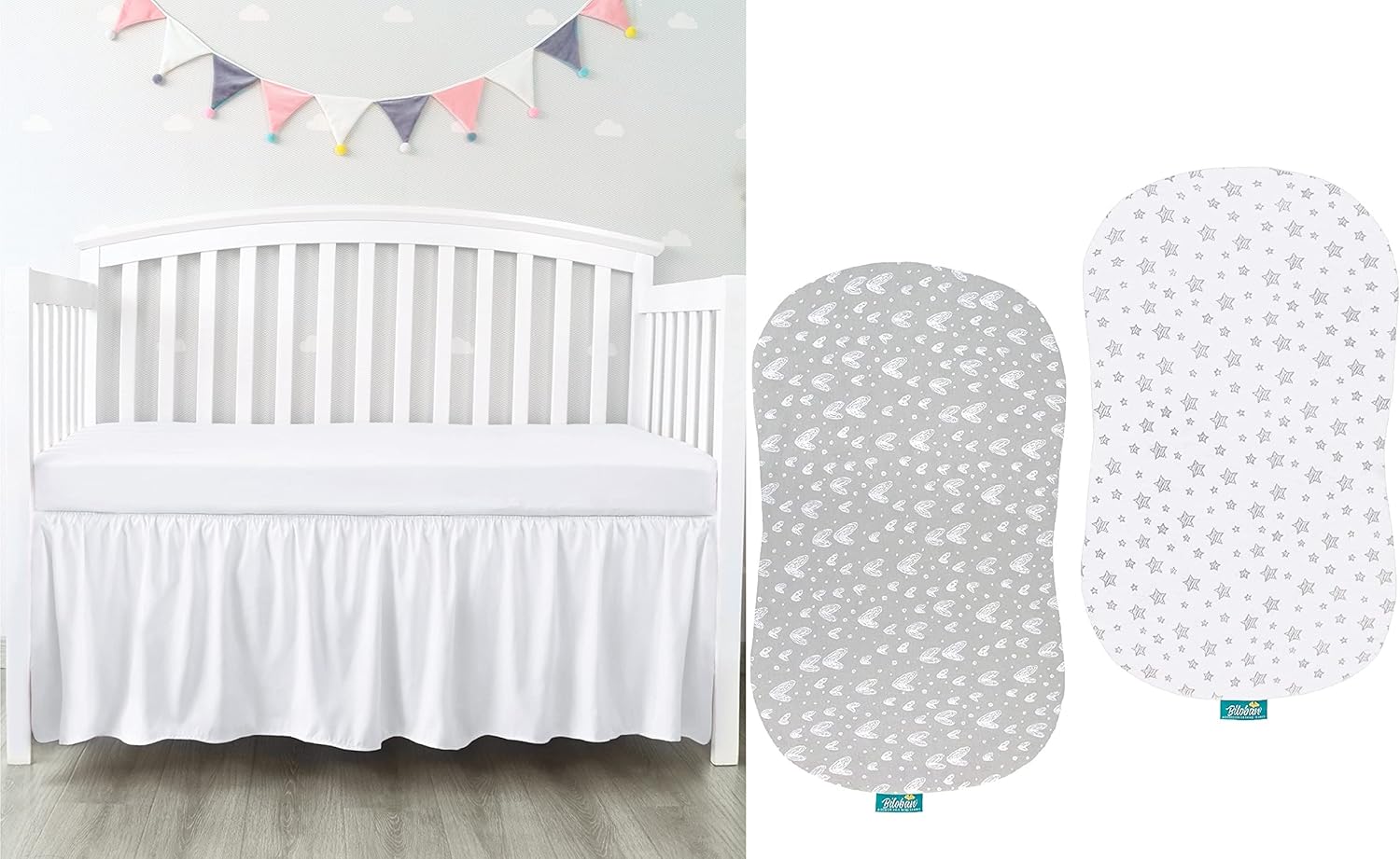 Crib Bed Skirt White Pleated Dust Ruffle Adjustable