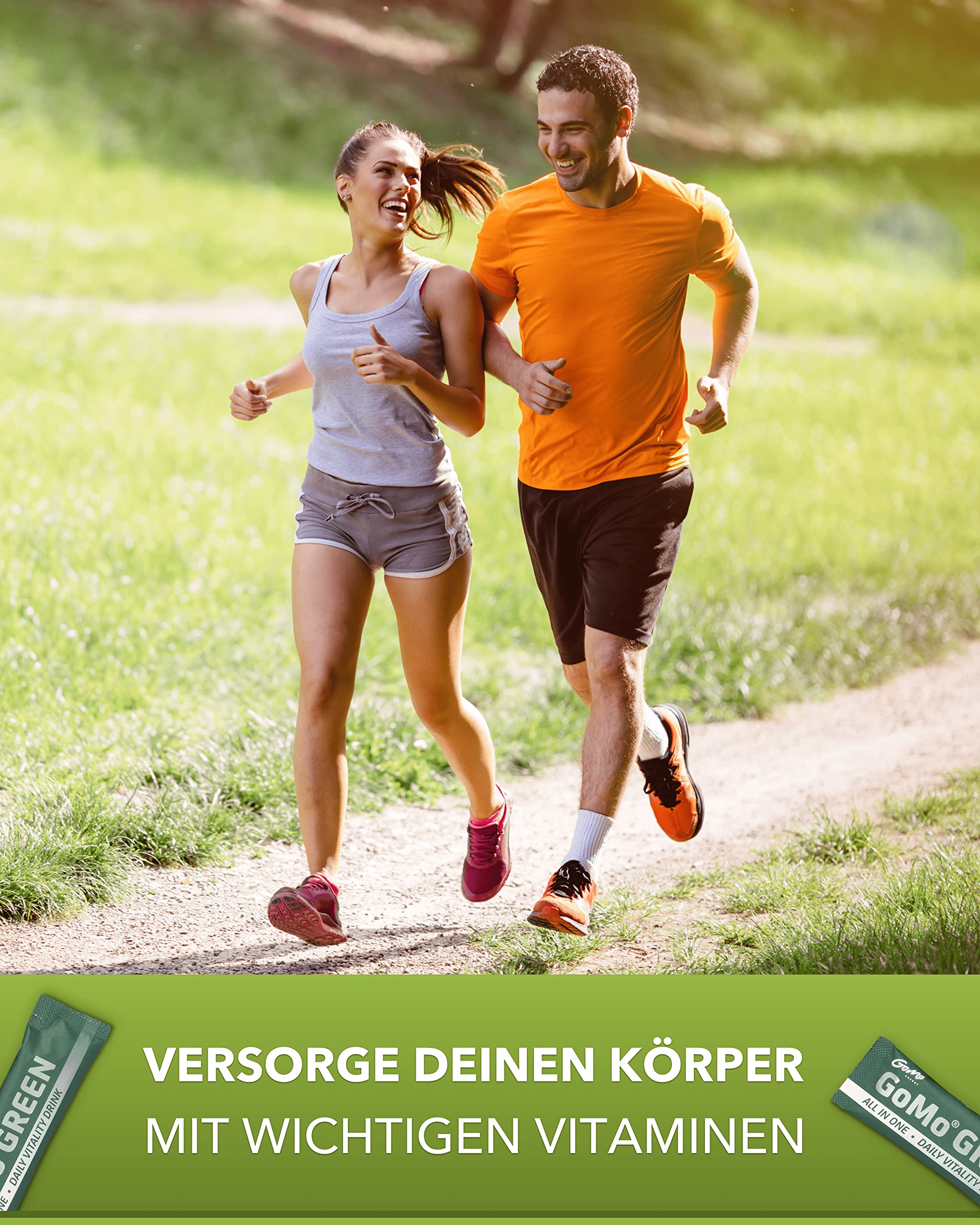 GoMo® GREEN | All in One - Daily Vitality Drink mit Spirulina aus Österreich | Zur Verbesserung der Leistungsfähigkeit & Konzentration I deine tägliche Greens Energie made in Germany | 30 Portionen