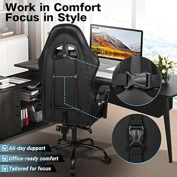 Gaming Chair with Footrest and Lumbar Support, Height Adjustable Chair with 360Office Desk Chair,Heavy Duty 330lbs Computer Chair for Adults