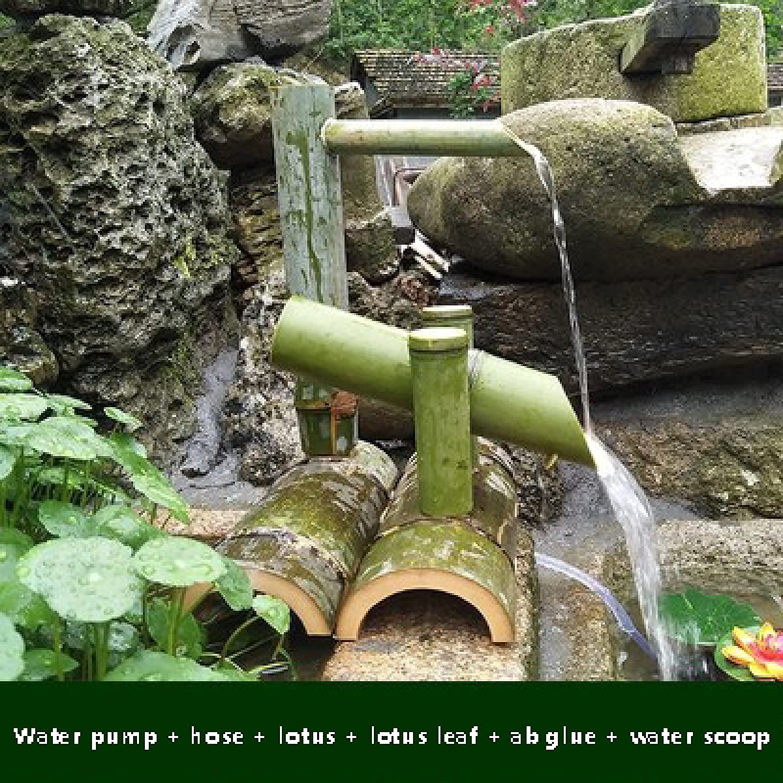 Giochi d'Acqua per Il Giardino ad energia Solare, Piccola Fontana con circolazione d'Acqua, Decorazione con Fontana in bambù, Serbatoio d'Acqua Creativo, Ornamenti da 25 cm