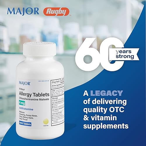 Miniatura 6 de Major Pharmaceuticals Comprimidos antialérgicos de maleato de clorfeniramina de 4 mg 1000 unidades