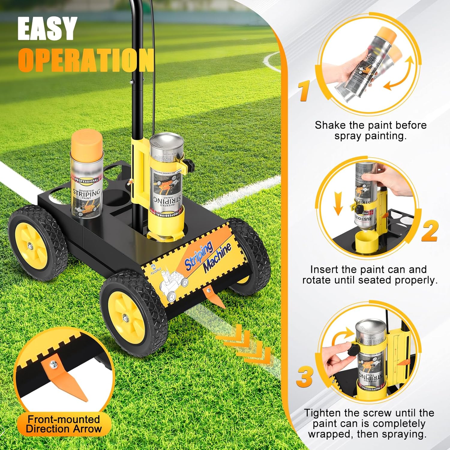 Parking Lot Striping Machine, Playing Field Striping Line Marking Machine, Compatible with Professional Inverted Striping Spray Paint, 2-4" Width Adjustable Line Striper for Fast Accurate Marking