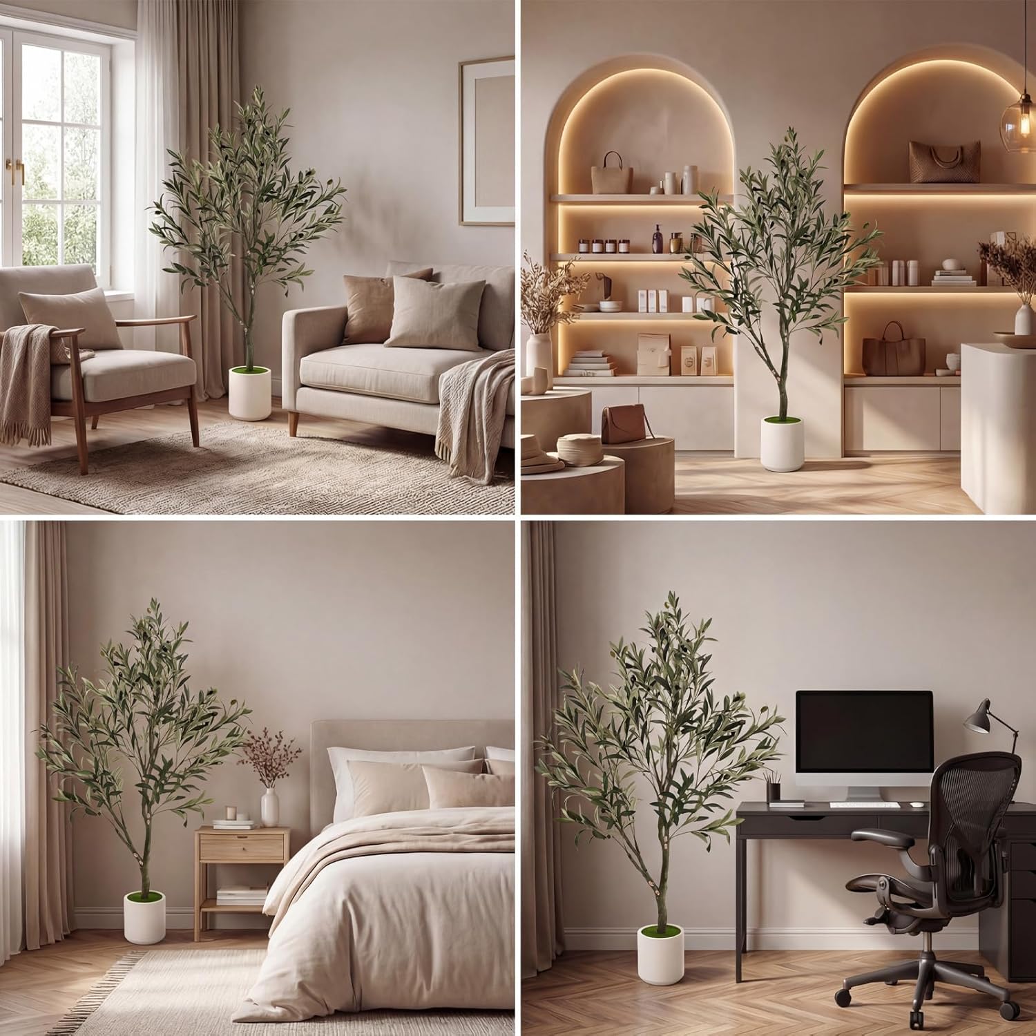4ft Fake Olive Tree Artificial Indoor,Faux Olive Tree with Pot,Large Olive Branches and Lifelike Fruits,for Home Office House Living Room Decor.