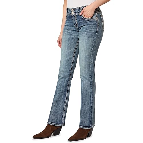 WallFlower Luscious Curvy Bootcut Jeans for Women, Mid-Rise Insta Stretch Denim, Size-Inclusive Juniors Jeans, Sizes 0 to 24